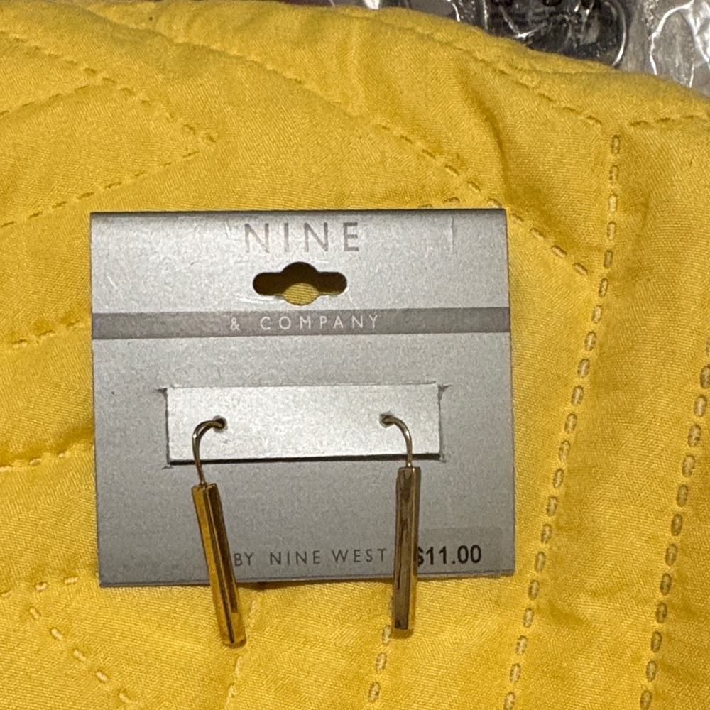 Nine West Gold Cylindrical Drop Earrings